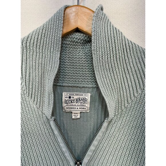 Lucky Brand Womens Washed & Worn Ribbed Zip-Up Cardigan XXL Pale Green - Picture 3 of 11